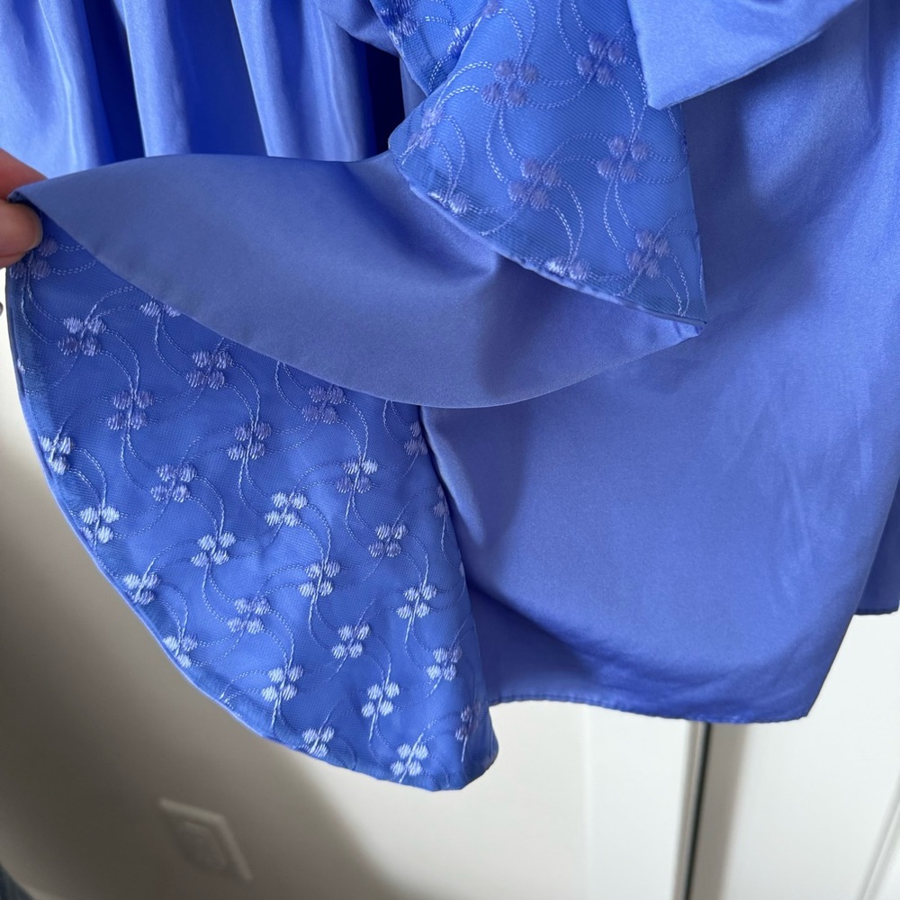 Vintage Allison Ann Floral Blue Dress Size 7 Puff Sleeves 80s 90s Retro Fancy - Picture 6 of 13